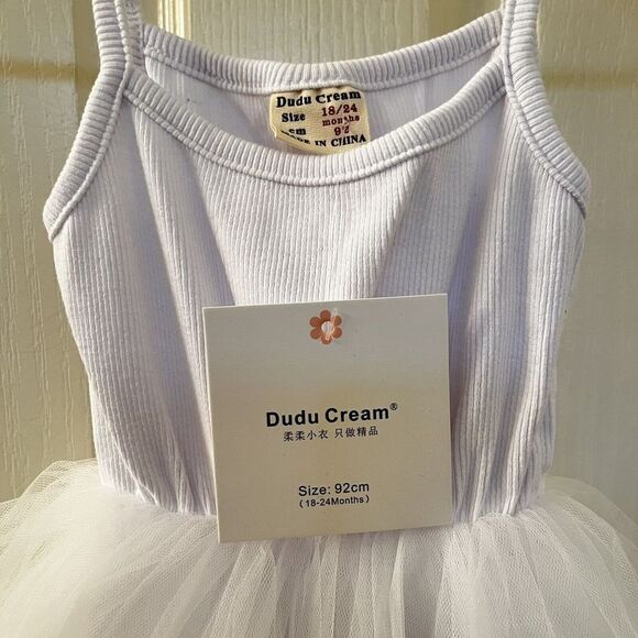 Dudu Cream White Tulle Tank Dress Ballerina Girls Size 18-24 Months NWT - Picture 6 of 9